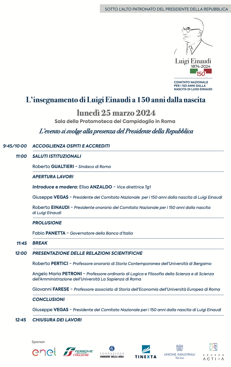 L’insegnamento di Luigi Einaudi a 150 anni dalla nascita